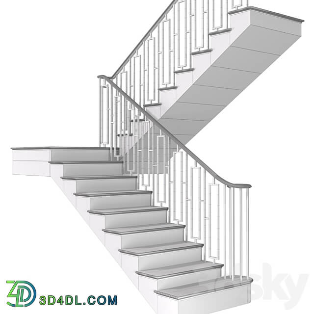 Modern staircase in Art Deco style. 3D Models 3DSKY