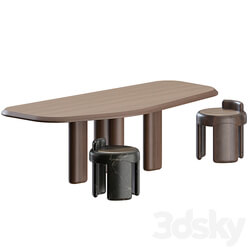 Kafa Dinning Set by Collection Particuliere Table Chair 3D Models 3DSKY 