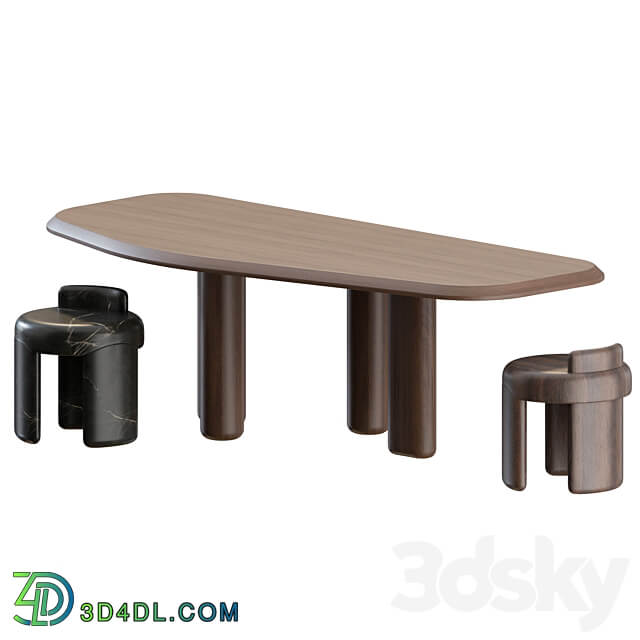 Kafa Dinning Set by Collection Particuliere Table Chair 3D Models 3DSKY