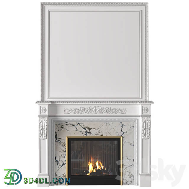 White Fireplace in a classic style. Fireplace in classic style 3D Models 3DSKY