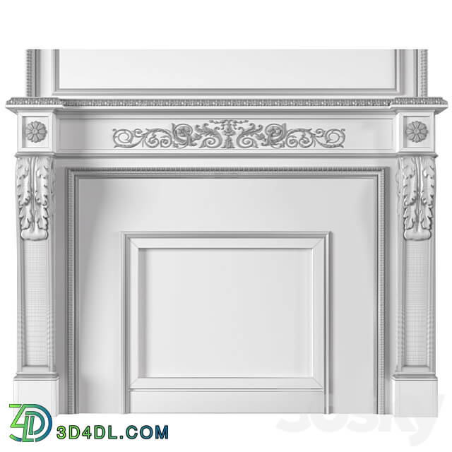 White Fireplace in a classic style. Fireplace in classic style 3D Models 3DSKY