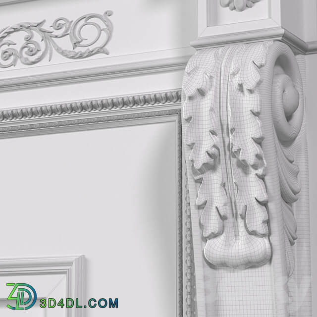 White Fireplace in a classic style. Fireplace in classic style 3D Models 3DSKY