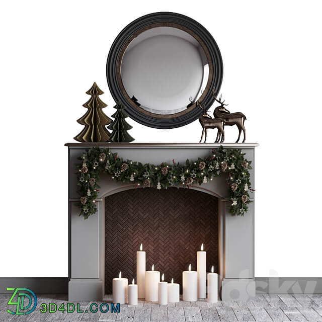 christmas mood fireplace Decorative set 3D Models 3DSKY