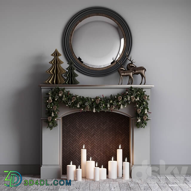 christmas mood fireplace Decorative set 3D Models 3DSKY