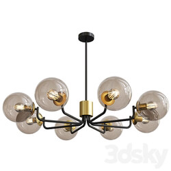 8 head brass and black chandelier with radial design Pendant light 3D Models 3DSKY 