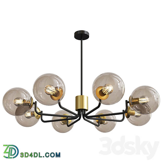 8 head brass and black chandelier with radial design Pendant light 3D Models 3DSKY