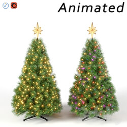 Christmas tree with animated lights Set 2 3D Models 