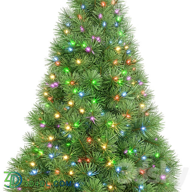 Christmas tree with animated lights Set 2 3D Models