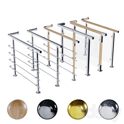 Stainless steel railing 01 3D Models 