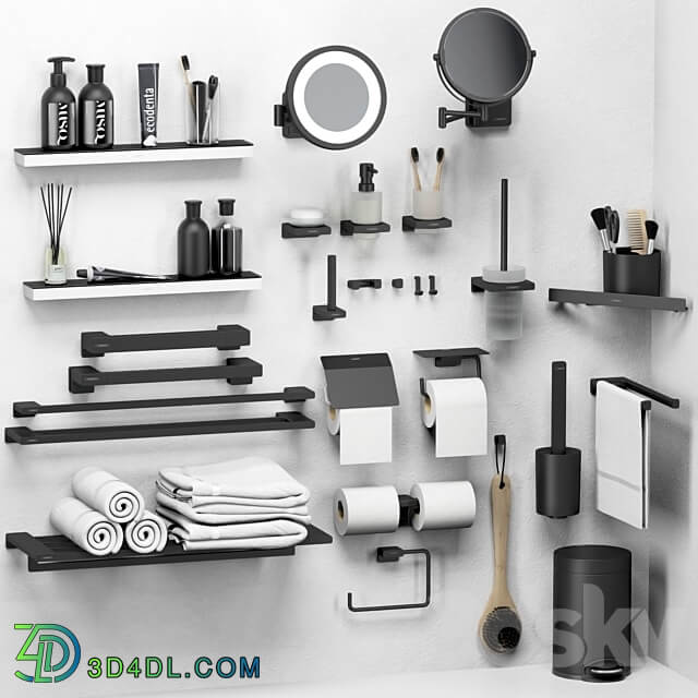 Hansgrohe set of bathroom accessories and decor 3D Models