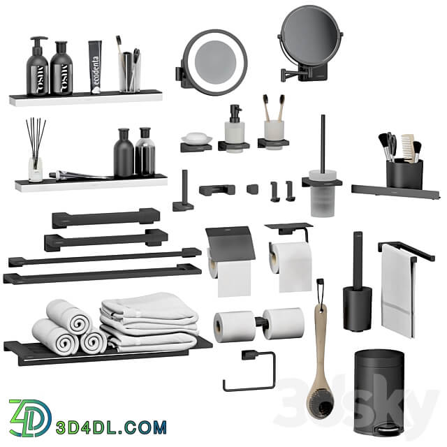 Hansgrohe set of bathroom accessories and decor 3D Models