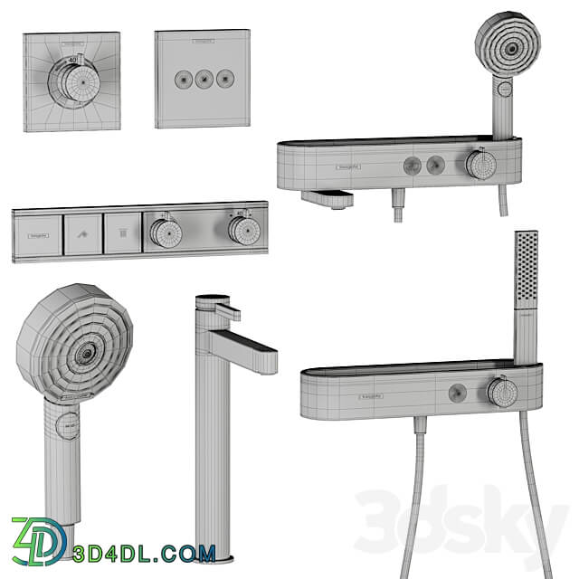 Hansgrohe faucets and showers set 7 3D Models