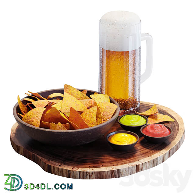 Food Set 09 Chips and Beer 3D Models