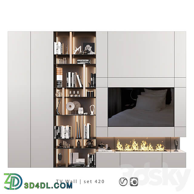 TV Wall set 420 3D Models