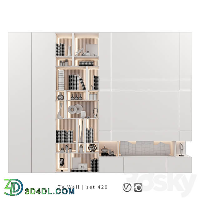 TV Wall set 420 3D Models