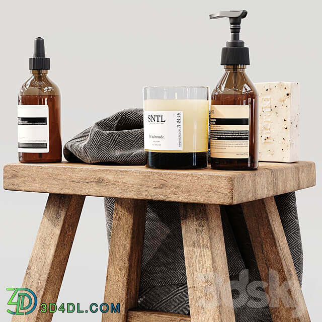 Wooden Bathroom Stools 3D Models