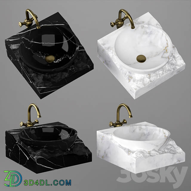 Washbasin bowl made of marble 3D Models