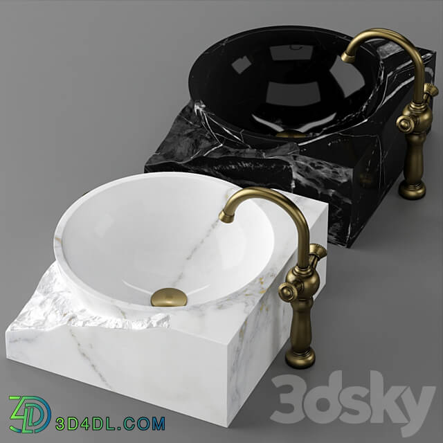 Washbasin bowl made of marble 3D Models