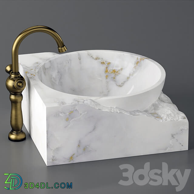 Washbasin bowl made of marble 3D Models