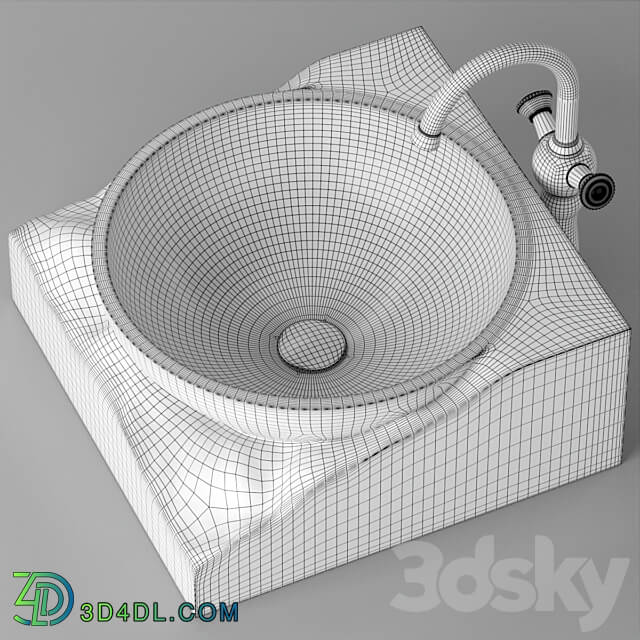 Washbasin bowl made of marble 3D Models