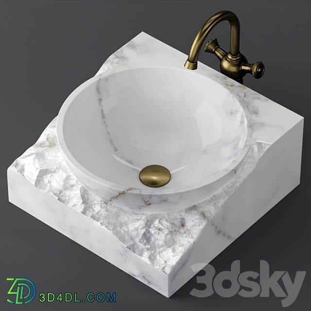 Washbasin bowl made of marble 3D Models