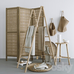 Set with Folding screen baskets and decorative stairs 3D Models 