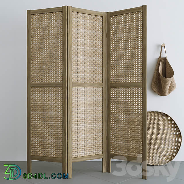 Set with Folding screen baskets and decorative stairs 3D Models