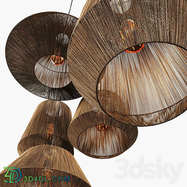 Lamp barrel rope n10 Chandelier barrel made of ropes No. 10 Pendant light 3D Models