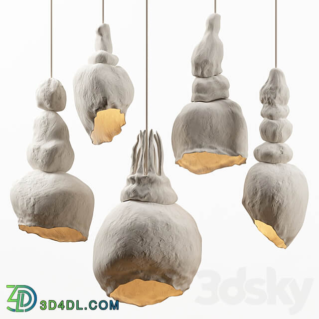 Clay lamps. 5 models Pendant light 3D Models