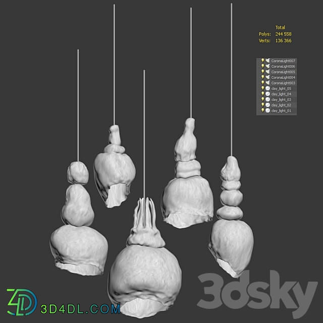 Clay lamps. 5 models Pendant light 3D Models