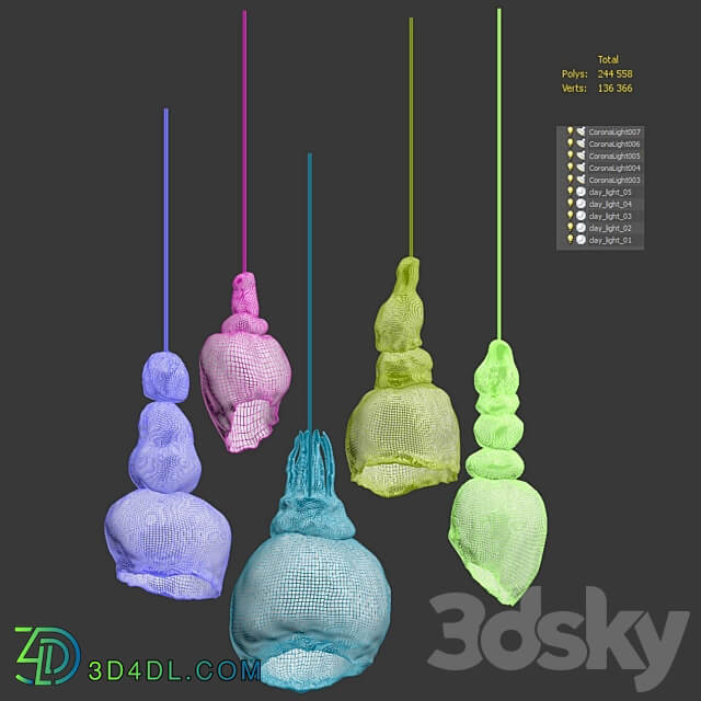 Clay lamps. 5 models Pendant light 3D Models