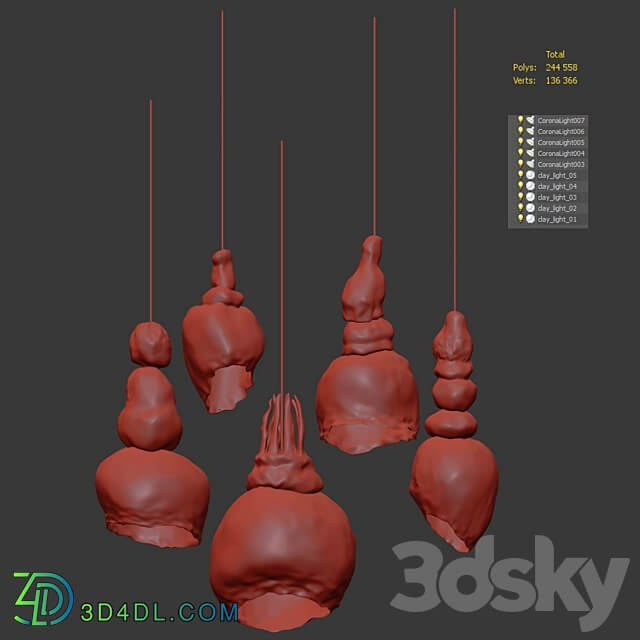 Clay lamps. 5 models Pendant light 3D Models