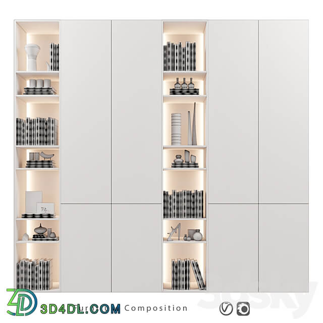 Furniture Composition 86 Wardrobe Display cabinets 3D Models