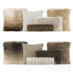 Fur Pillow set 003 3D Models 
