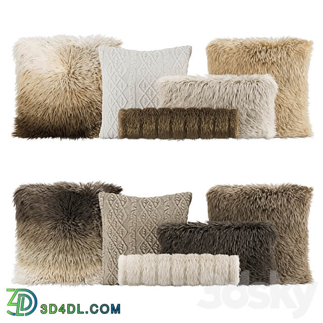 Fur Pillow set 003 3D Models