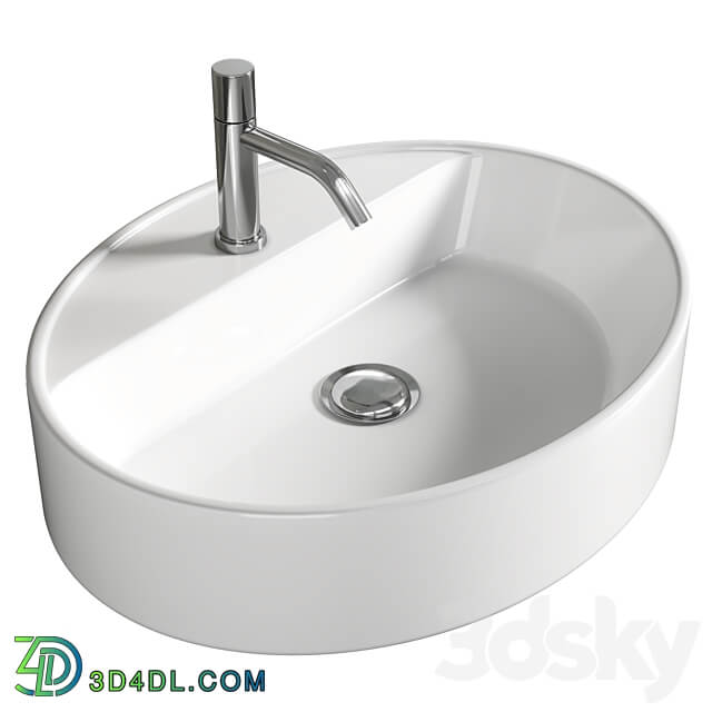 Lavabo da appoggio con foro rubinetto Londra ovale 50 Olympia 3D Models