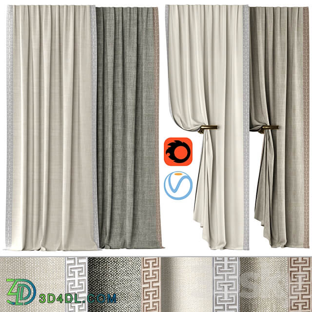 Curtains 136 Kvadrat Artic SAMUEL SONS ATHINA EMBROIDERED BORDER 3D Models