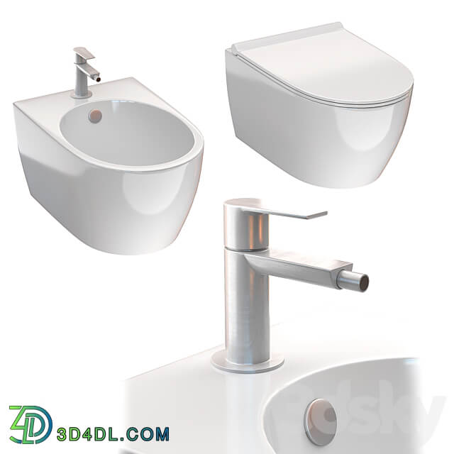 Wall hung rimless toilet Catalano Sfera NewFlush 3D Models