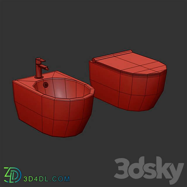 Wall hung rimless toilet Catalano Sfera NewFlush 3D Models