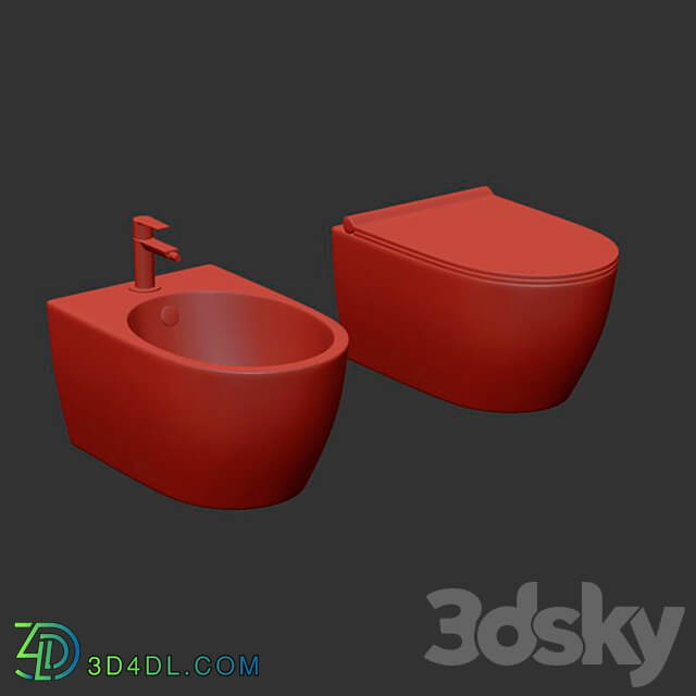 Wall hung rimless toilet Catalano Sfera NewFlush 3D Models