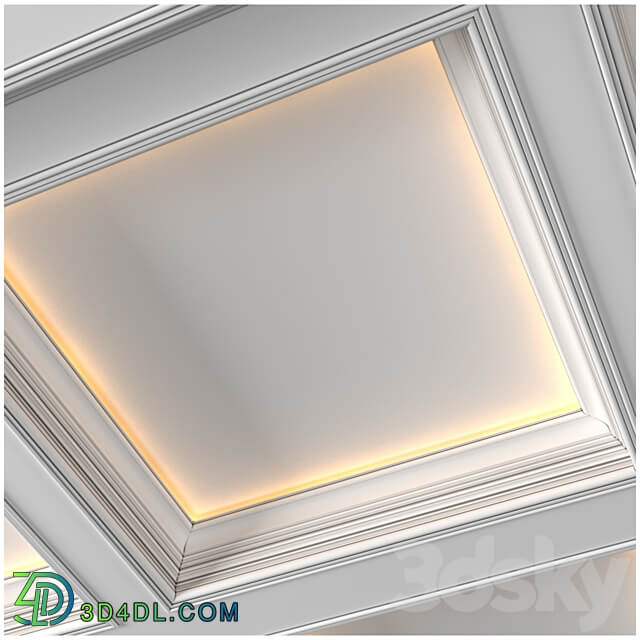 Modern coffered illuminated ceiling Art Deco style 3D Models