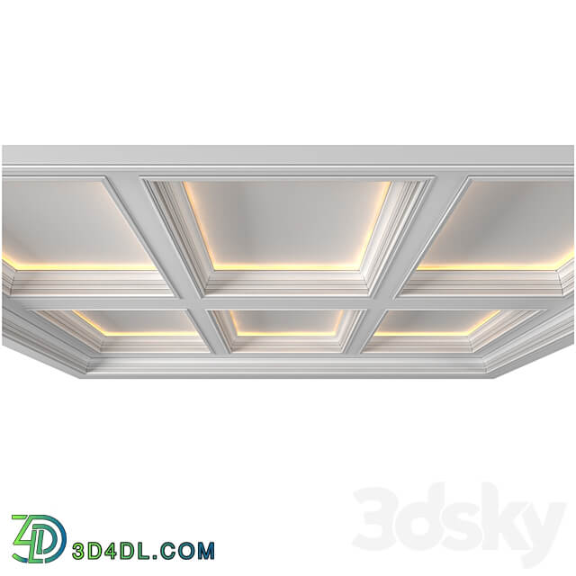 Modern coffered illuminated ceiling Art Deco style 3D Models