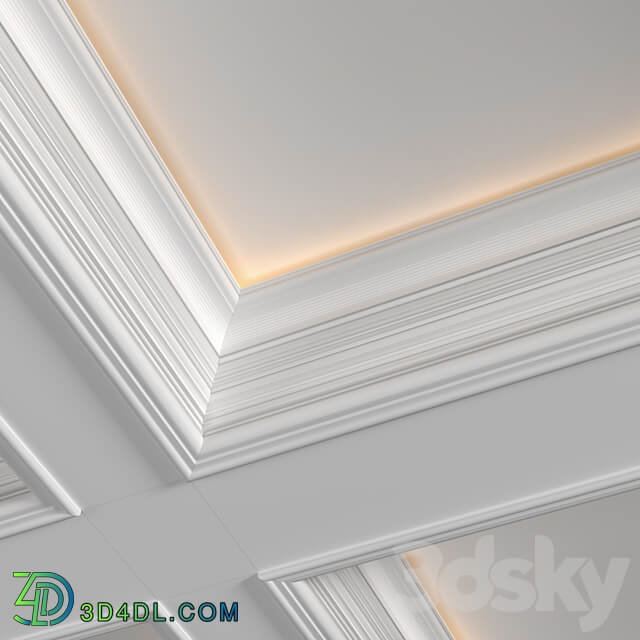 Modern coffered illuminated ceiling Art Deco style 3D Models