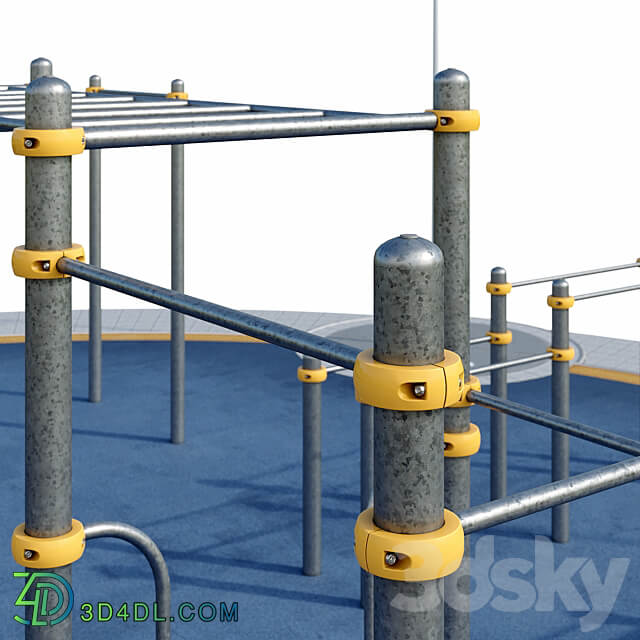 Round sports ground with horizontal bars. Children playground 3D Models