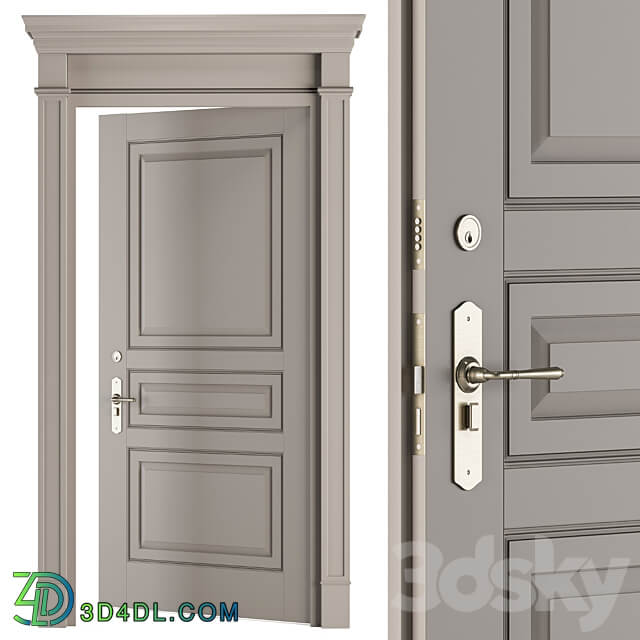 Cream Front Classic Door Set 35 3D Models