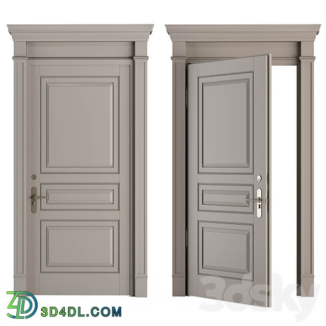 Cream Front Classic Door Set 35 3D Models