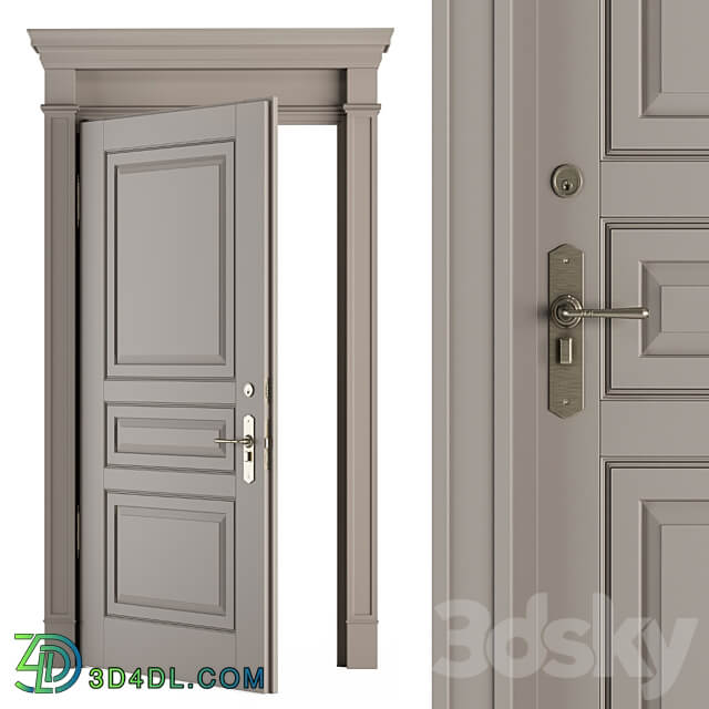 Cream Front Classic Door Set 35 3D Models