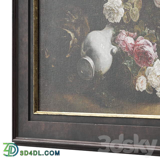 Classic frame with floral still life 3D Models