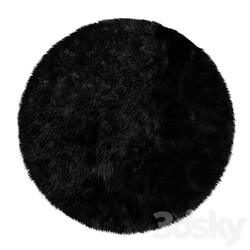 Round fluffy black carpet 3D Models 