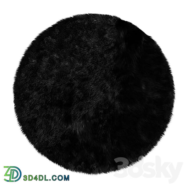 Round fluffy black carpet 3D Models